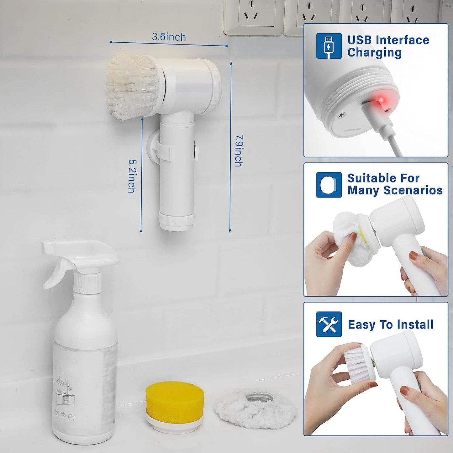 Multi-Functional Electric Cleaning Brush 5 in 1 Magic Power Scrubber