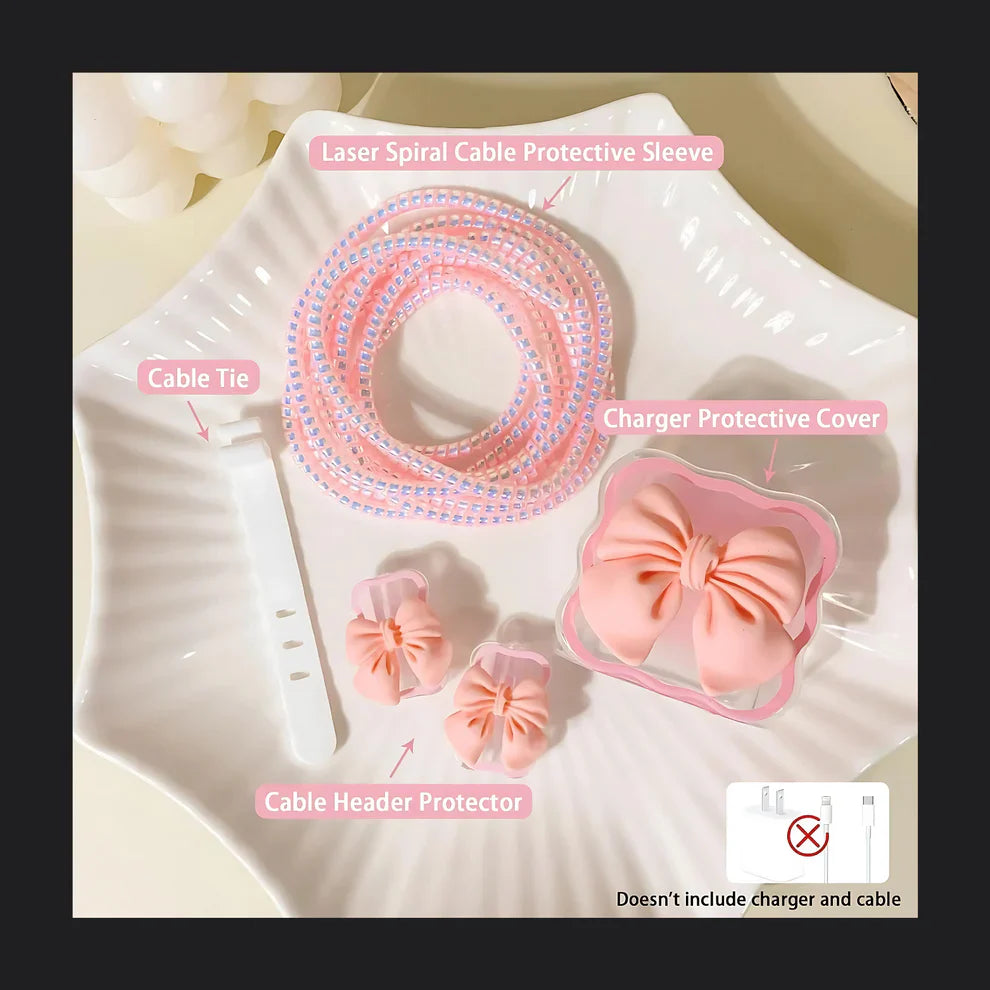 Peach Bow Charger Protecter